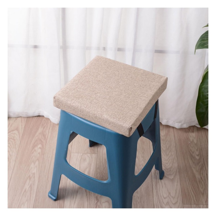 Perna pentru scaun patrata k0367-0717-HS7652, bareta anti-alunecare, husa detasabila si lavabila, poliester, kaki, 35 x 35 x 8 cm