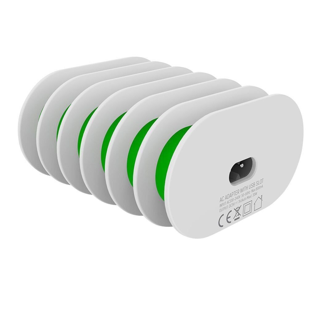 Incarcator priza LDNIO A6702, 6 x USB, White/Green