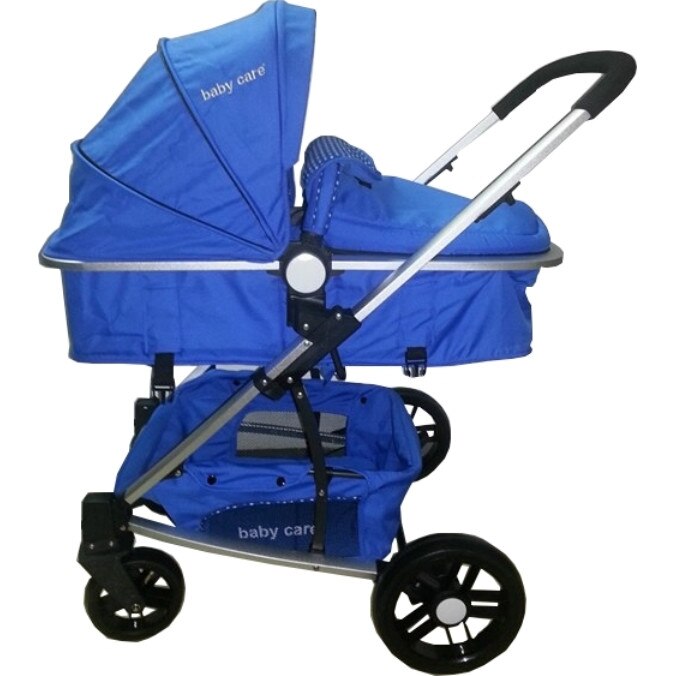 Carucior nou nascuti 2 in 1 Baby Care™ PRO YK-18 , Cadru Aluminiu, Landou, Spatar reglabil 3 trepte, Albastru