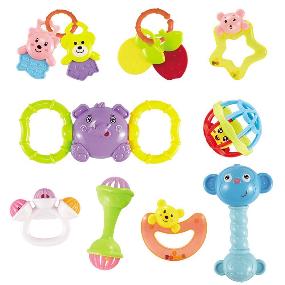 Set 4 Jucarii Zornaitoare Pentru Dentitie NOVOKIDS Baby Teethers, Multicolor