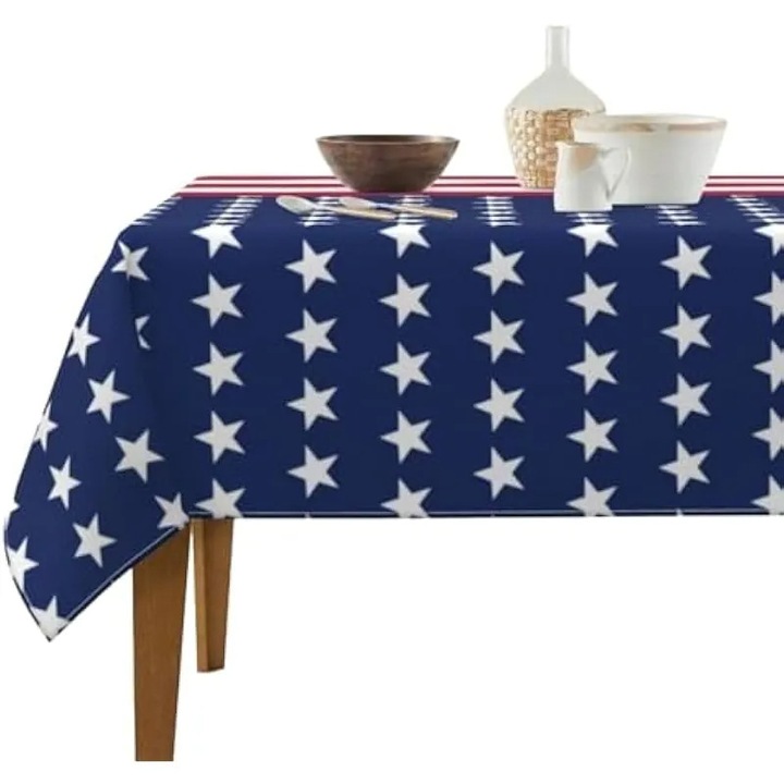 Műanyag asztalterítő K0579-CJ-260818-0759, USA zászló mintával csillagokkal és csíkokkal, Többszínű, 137 x 274 cm