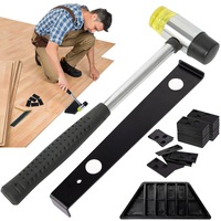 Set de unelte pentru instalare parchet, Juksun, Kit montaj parchet si laminat, bara de tragere imbunatatita, bloc de batere, ciocan dublu capete cauciuc/metal, compatibil 7-15 mm, din polipropilena, 26*7.7cm, Negru