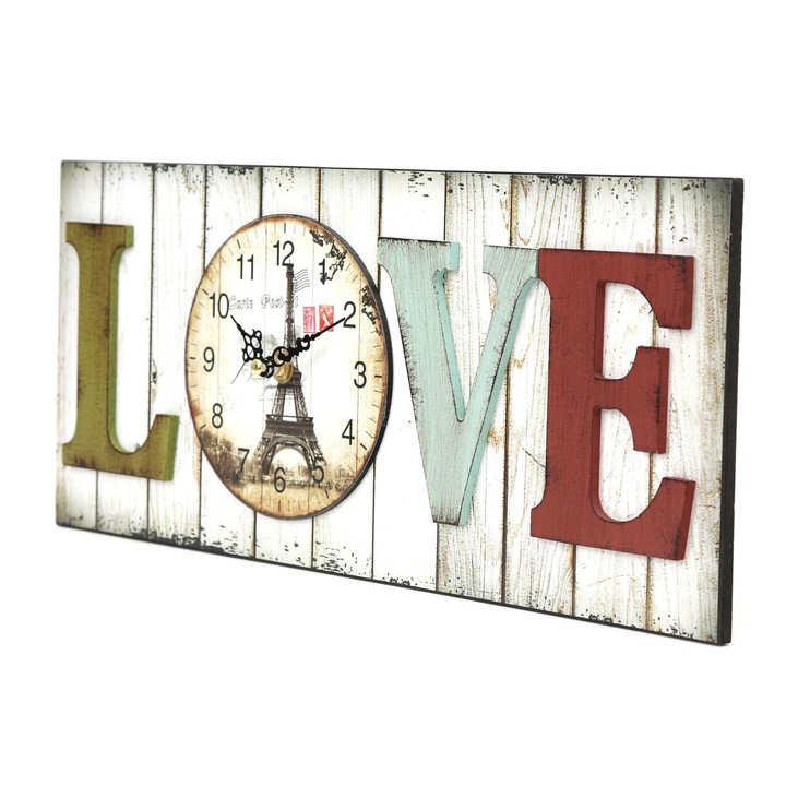 Ceas de perete Platinet PZL, LOVE, 40 x 17 cm Multicolor