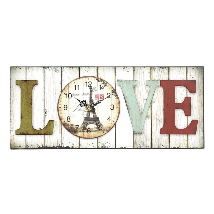 Ceas de perete Platinet PZL, LOVE, 40 x 17 cm Multicolor