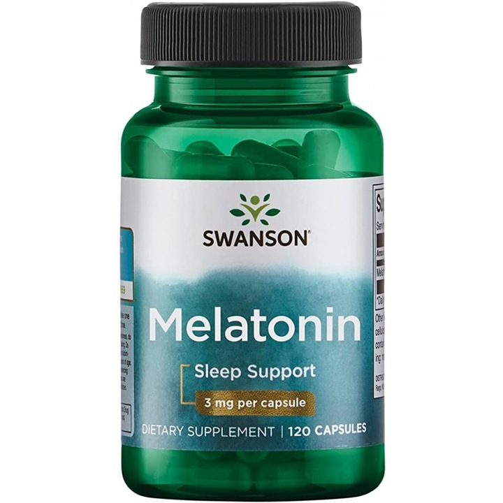 Swanson Melatonin 3 mg, 120 Kapszulák (migrén, álmatlanság, stressz)