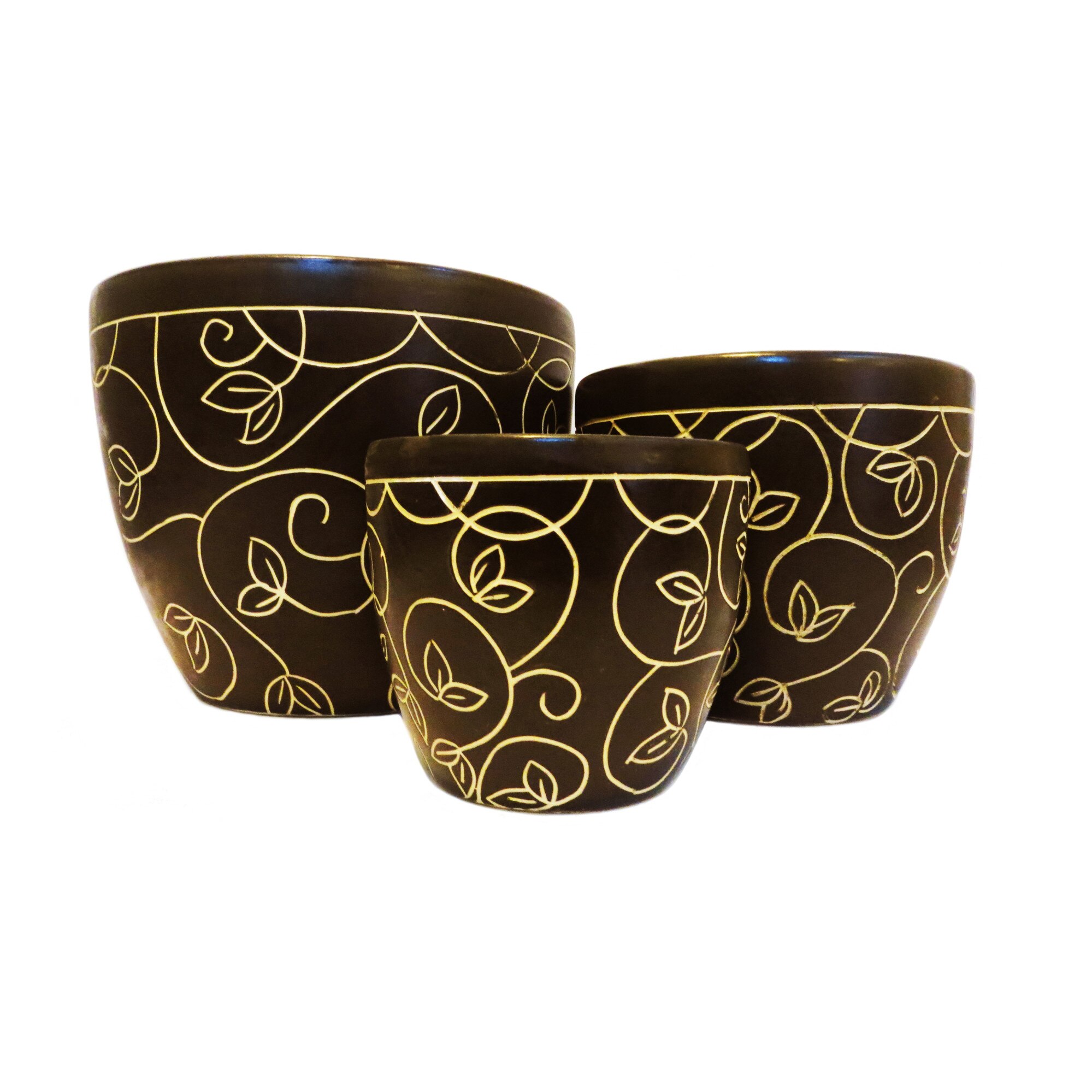 Set 3 ghivece decorative Veranda Concept, VC0104, culoare maro/bej, dimensiuni D 29x21x15, H 24x18x14