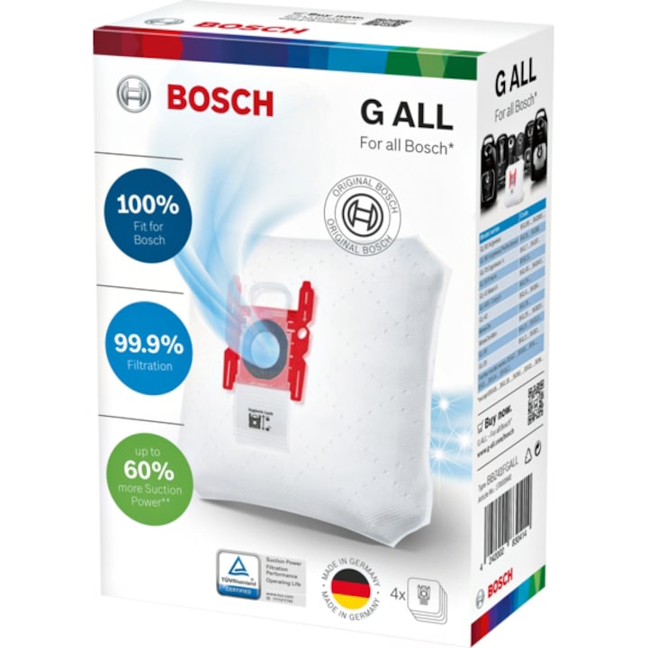 Bosch BBZ41FGALL univerzális porzsák, 4 zsák Siemens és Bosch porszívóba