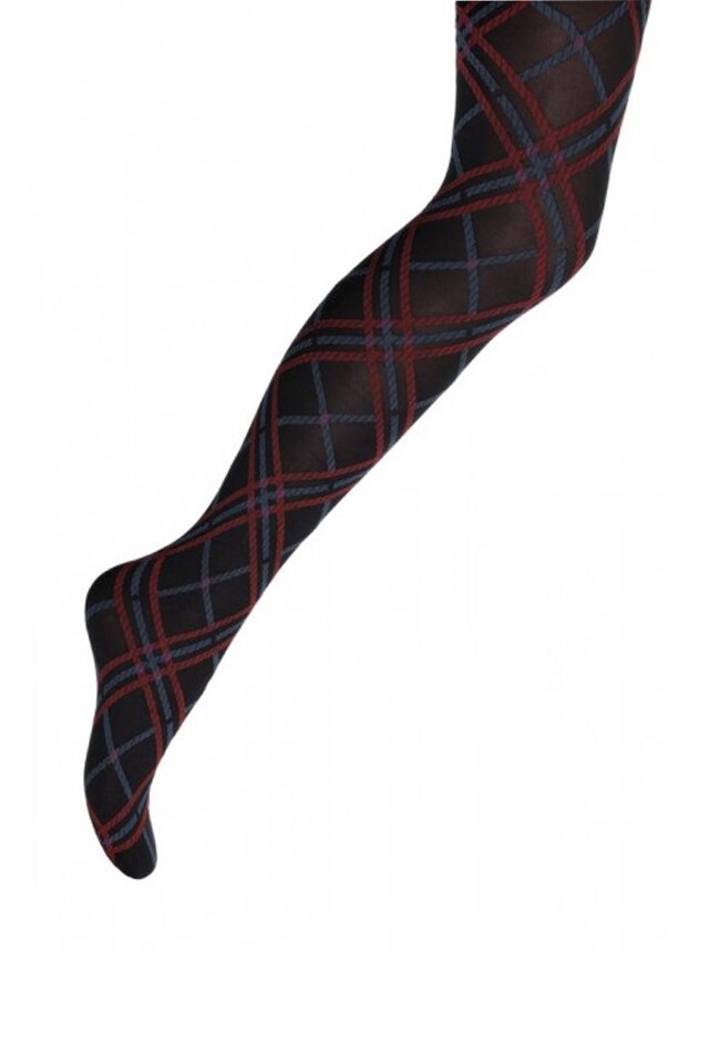Dresuri de dama Bonnie Doon Colourful Checks Tights, S, Carmine