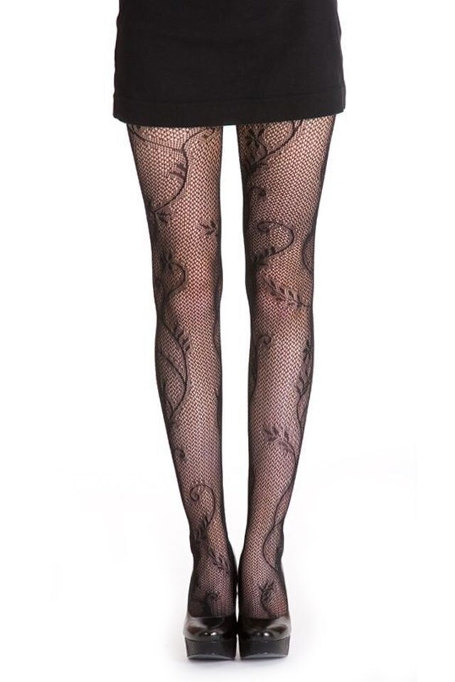 Dres de dama Pamela Mann Trailing Vine Net Tights Black, Multicolor, 3-M