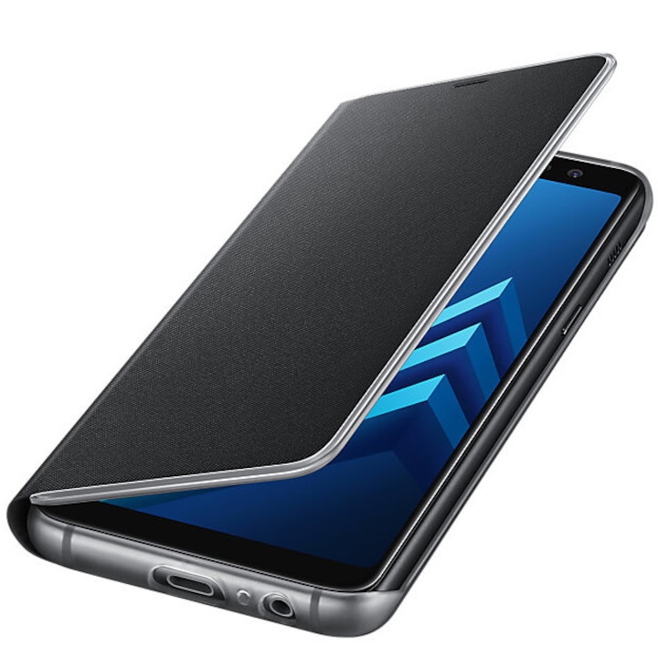 Кейс Samsung Neon Flip Cover EF-FA530PBEGWW за Samsung Galaxy A8, Кожа, 2018 Черен