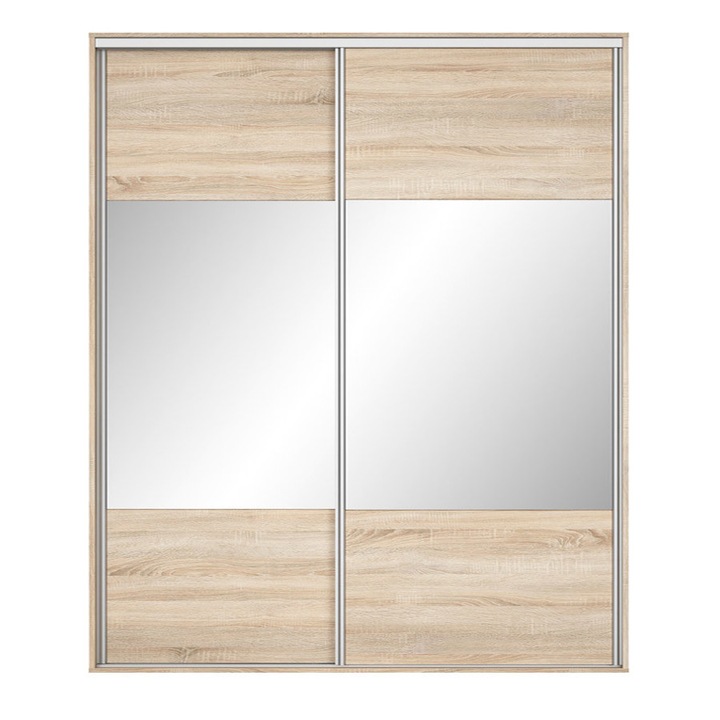 Dressing Kadir 220 8B Front Stejar Sonoma/Oglinda, Genarom, 220 x 242 x 67 cm