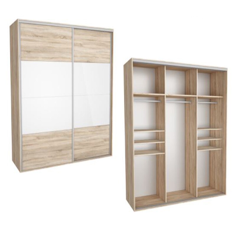 Dressing Kadir 210 8A Front Stejar Sonoma/Alb Lucios, Genarom, 210 x 242 x 67 cm