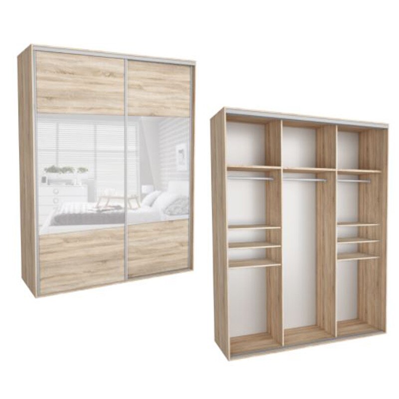 Dressing Kadir 230 8B Front Stejar Sonoma/Oglinda, Genarom, 230 x 242 x 67 cm