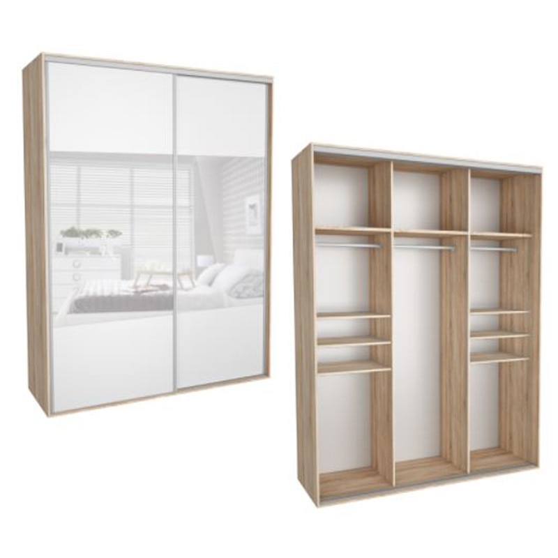 Dressing Kadir 230 8B Front Alb/Oglinda, Genarom, 230 x 242 x 67 cm