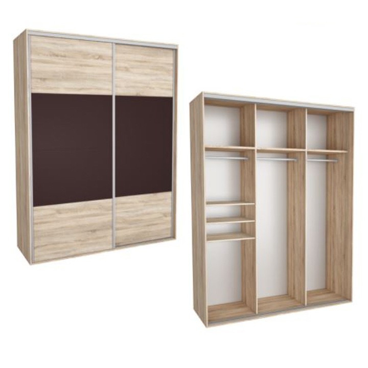 Dressing Kadir 230 2A Front Stejar Sonoma/Maro, Genarom, 230 x 242 x 67 cm