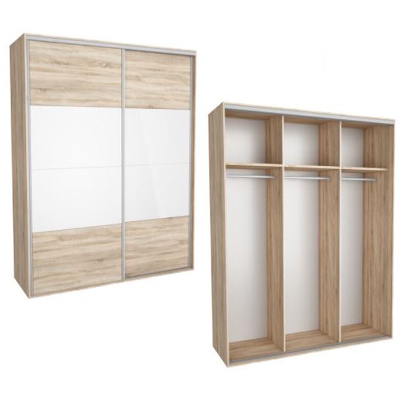 Dressing Kadir 210 1A Front Stejar Sonoma/Alb Lucios, Genarom, 210 x 242 x 67 cm