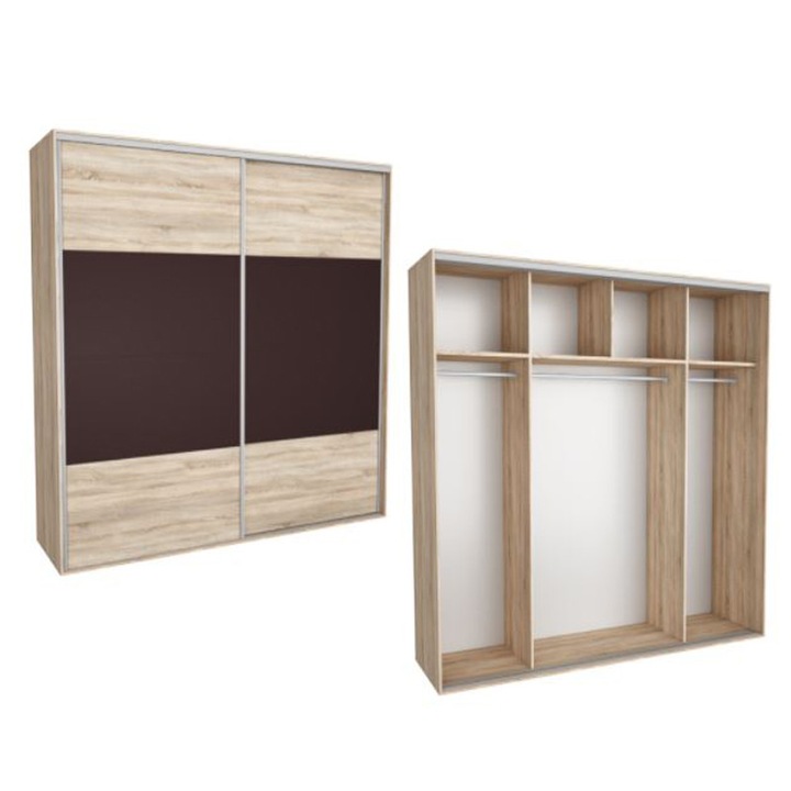 Dressing Kadir 240 1A Front Stejar Sonoma/Maro, Genarom, 240 x 242 x 67 cm