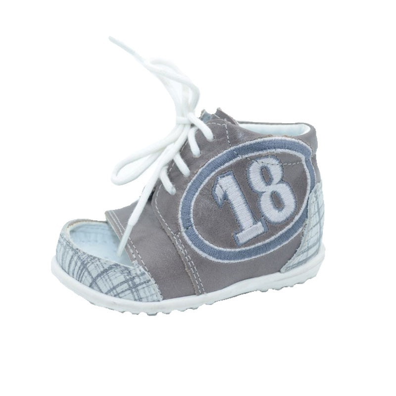 Sandale din piele naturala pentru baieti Emel SEM3-G, Gri, 20