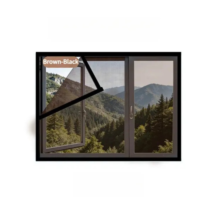 Plasa de tantari pentru fereastra 31CJ-K0274-260818-7062, cu velcro adeziv, detasabila si lavabila, plasa fina, maro/negru, 60 x 110 cm