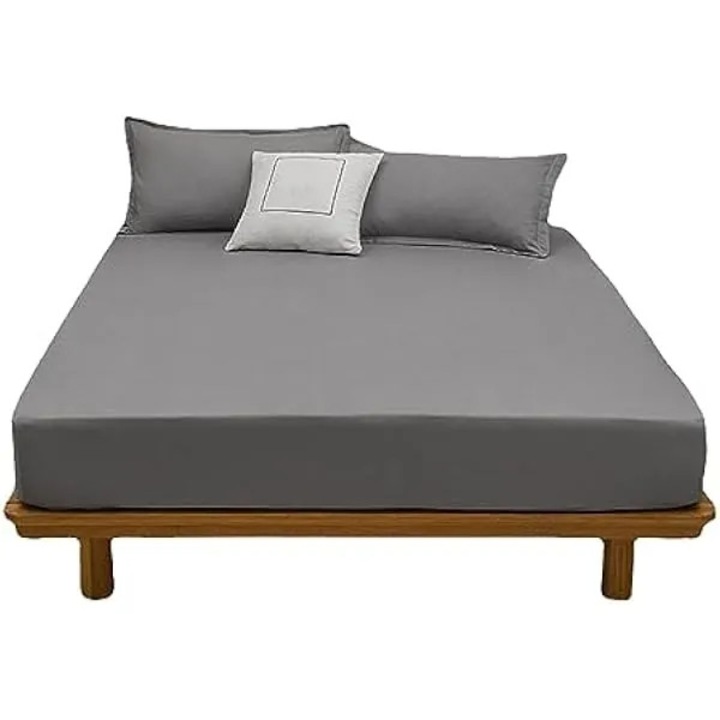 Чаршаф с ластик от памук, защита от прах, K0569-260820-2791-AMC, сив, 180 x 200 см