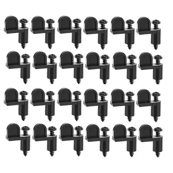 Cleme pentru plase de geam 3/8 inch 31CJ-K0274-260818-8626, nylon rezistent cu suruburi din otel inoxidabil, negru, set 24 buc