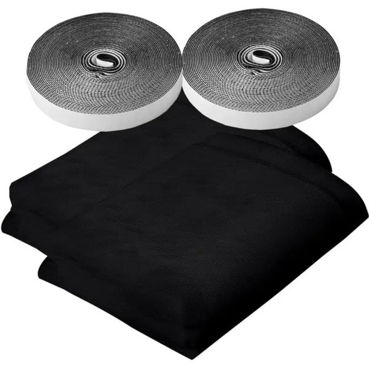 Plasa de insecte pentru fereastra, 31CJ-K0274-260818-7230, set 2 buc., taietabila, cu banda adeziva tip velcro, negru, 150 x 200 cm