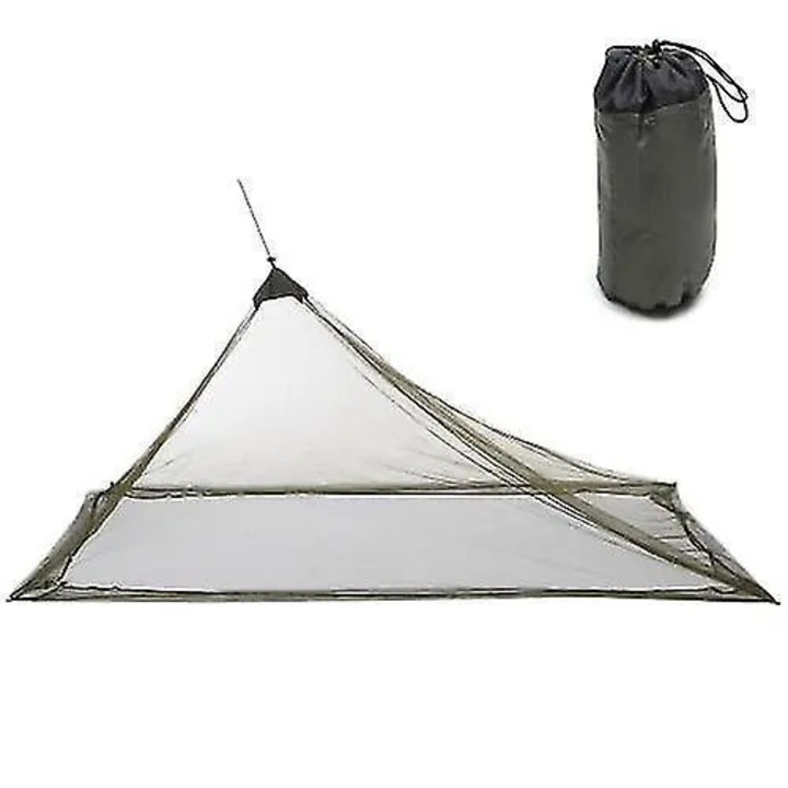 Plasa de protectie pentru camping (cort), model 31CJ-K0274-260818-9386, plasa fina anti-tantari, cu sac de transport, verde olive