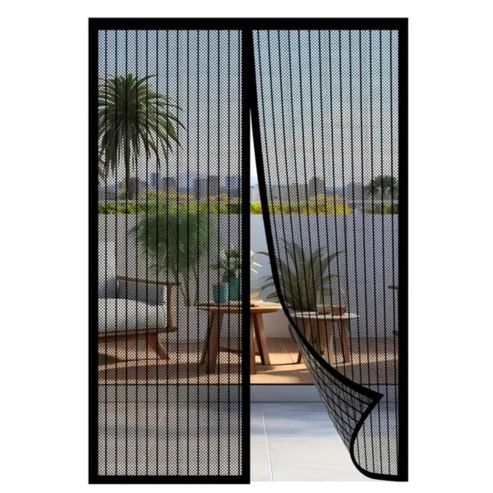 Plasa magnetica pentru usa 31CJ-K0274-260818-8930, din poliester, autoetansanta cu inchidere magnetica, prietenoasa cu animale si copii, negru, 1 buc