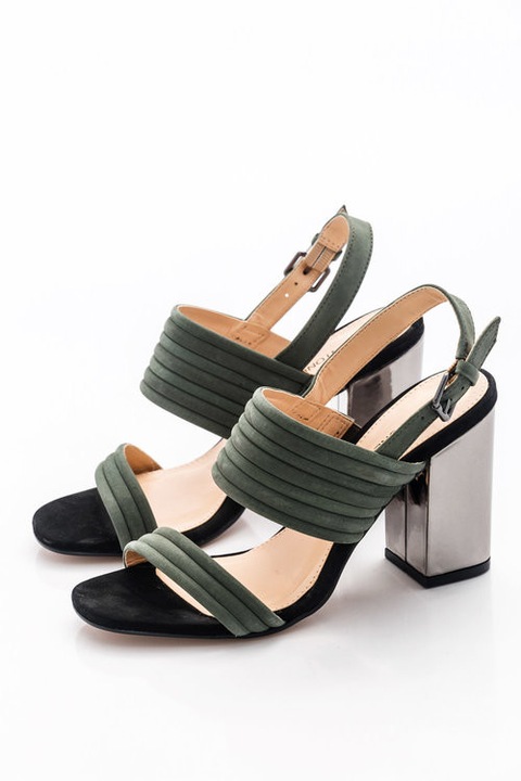 Sandale cu toc, Dama, Piele, Montonelli, Verde, 38