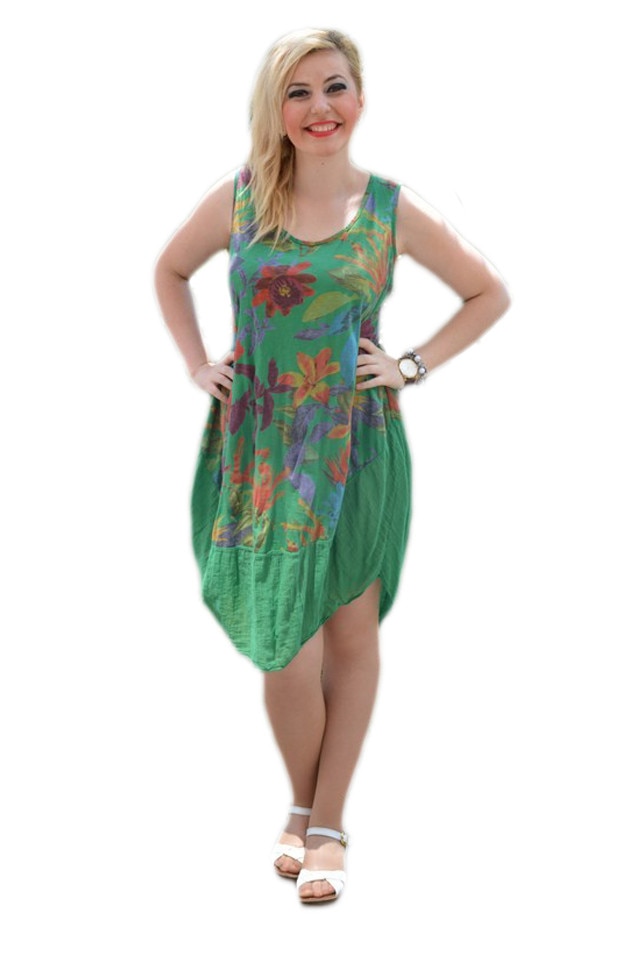Rochie casual ,impriemu si buzunare,D&J Exclusive, Verde