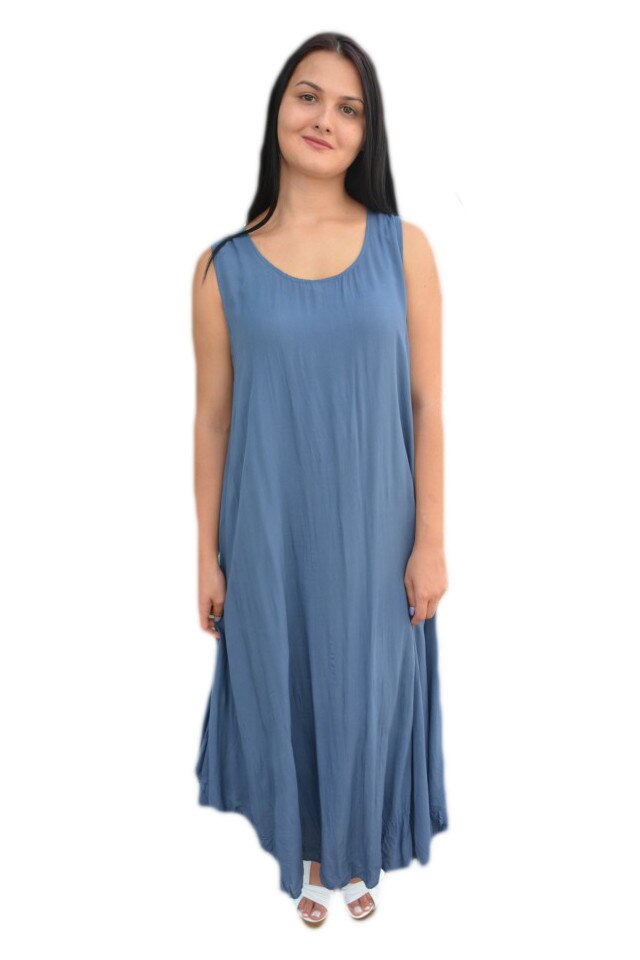 Rochie Anda casual din tricot,cu imprimeu multicolor si nasturi,D&J Exclusive, Albastru