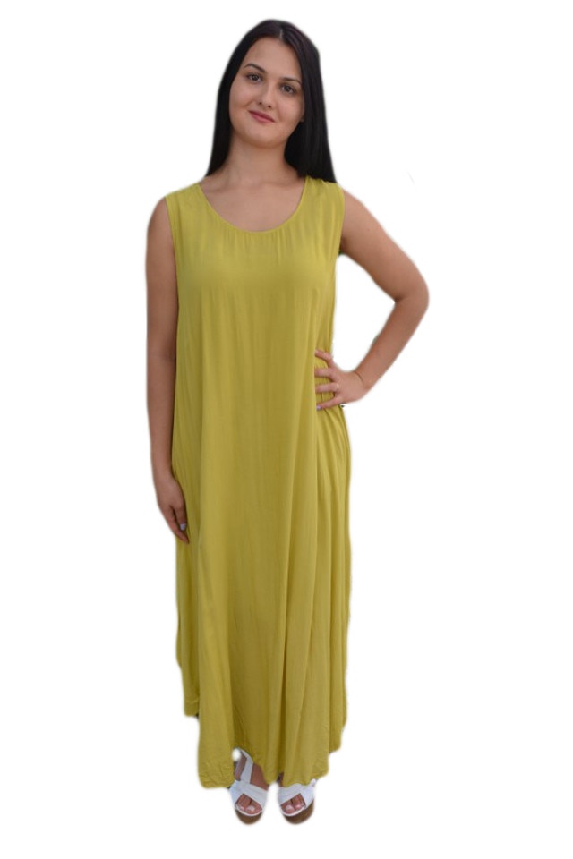 Rochie Anda casual din tricot,cu imprimeu multicolor si nasturi,D&J Exclusive, Galben