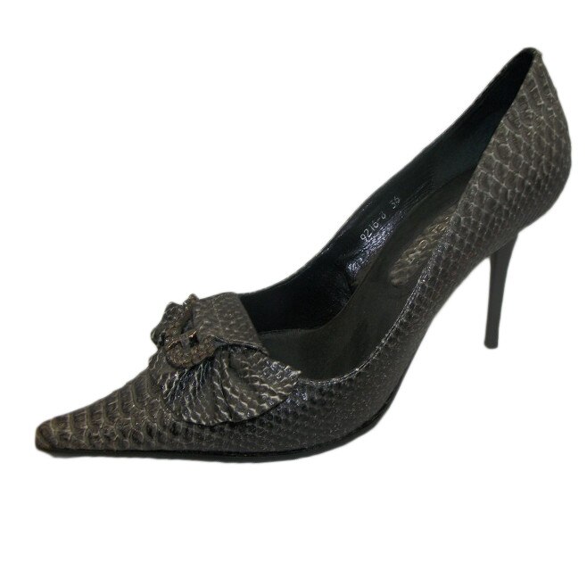 Pantofi, piele naturala, toc subtire, D&J Exclusive, Gri, 36