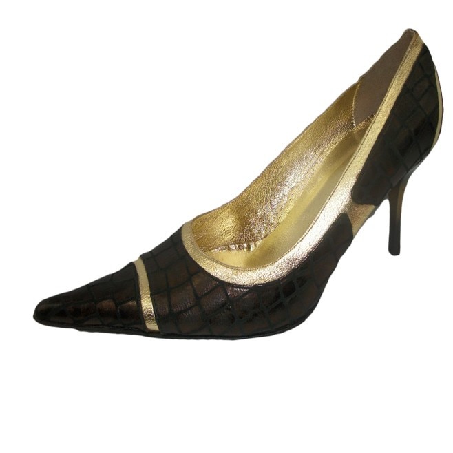 Pantofi casual-eleganti, model cu varf ascutit, D&J Exclusive, Maro auriu, 39