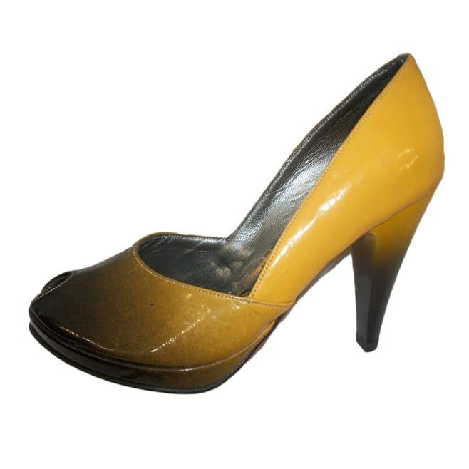 Pantofi rafinat cu toc, decupat in partea din fata, D&J Exclusive, Galben