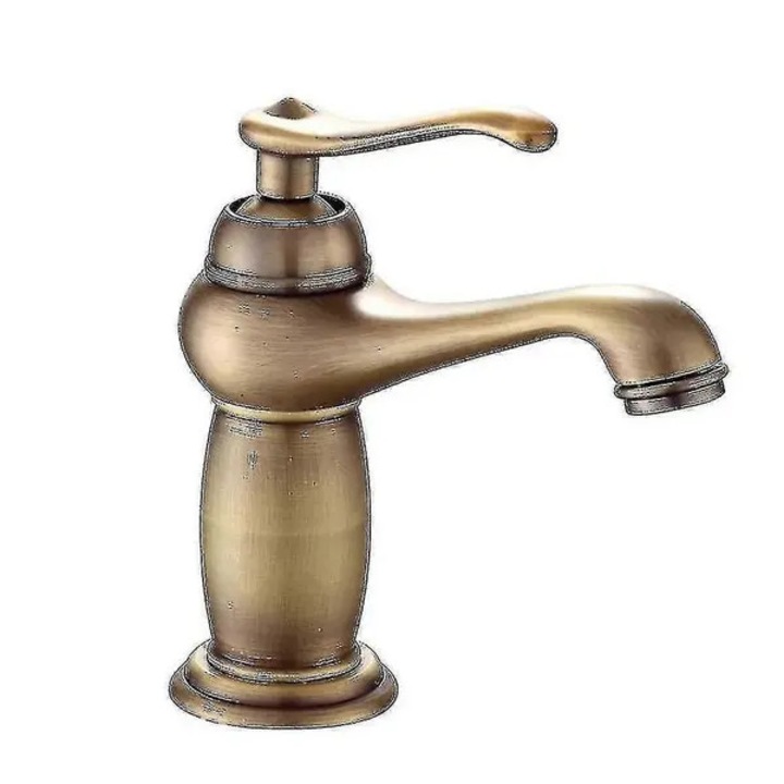 Едноръкохватков смесител за умивалник STALVA-CJ-K0502-20260818-4788, месинг, античен бронз, повдигаща и въртяща се ръкохватка, 170 мм височина