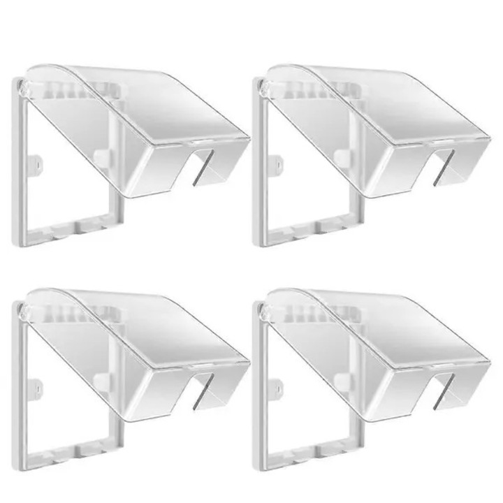 Capac de protectie pentru prize si intrerupatoare STALVA-CJ-K0502-20260818-7048, acrilic, transparent, rezistent la apa si praf, set 4, 10.9 x 9.6 x 4.4 cm