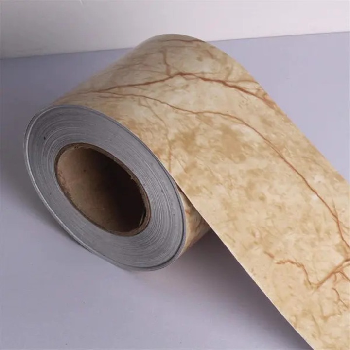 Самозалепващ се бордюр за тапет, STALVA-CJ-K0502-20260818-8459, водоустойчив PVC, сваляем, мраморен бежов модел, 12 см x 5 м
