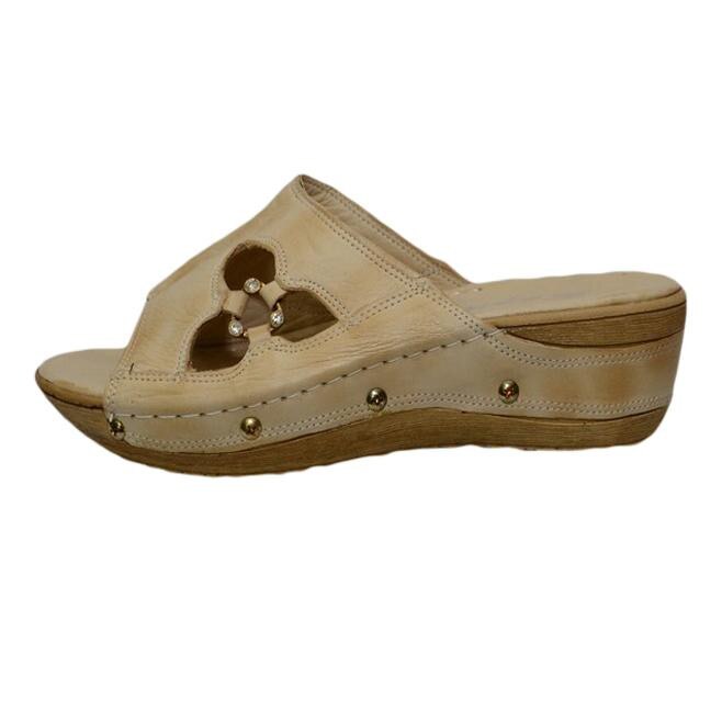 Papuci cu decupaj de motiv floral, D&J Exclusive, Bej, 40