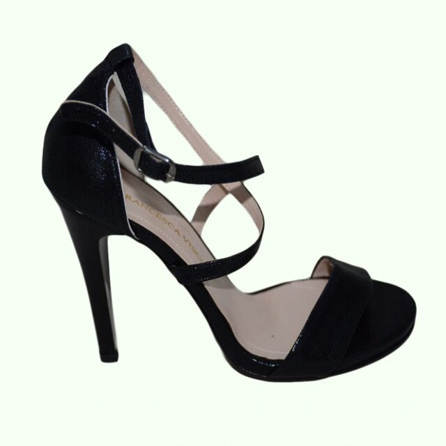 Sandale elegante cu barete petrecute la glezna, D&J Exclusive, Negru, 36