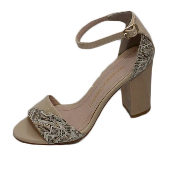 Sandale cu barete late in fata, D&J Exclusive, Bej