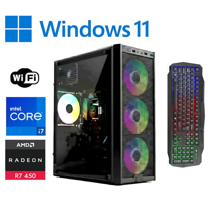 PC Gaming GYEREKEKNEK OK Intel ® I7 8700, Videó ATI Radeon® R7 450 4GB RAM, 8 GB RAM, SSD 480 GB, opt