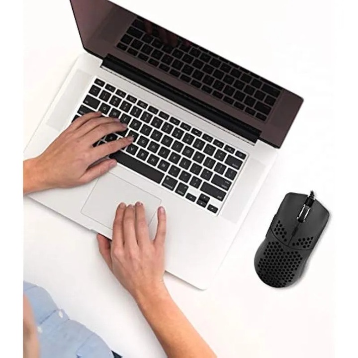 Геймърска мишка J900 програмируема, 6 бутона с макроси, 6 нива на DPI до 6400, RGB осветление (6 режима), ергономична, с USB кабел, черна, K0544-26820-111-AMC