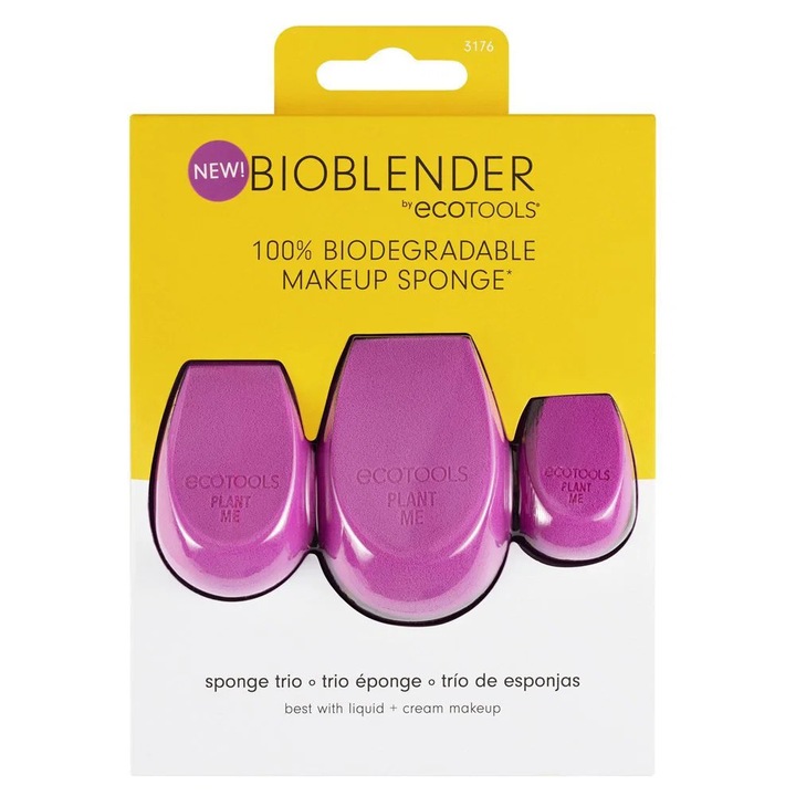 Szett Trió, EcoTools, Bioblender, Sminkszivacs, Lila, 3 db