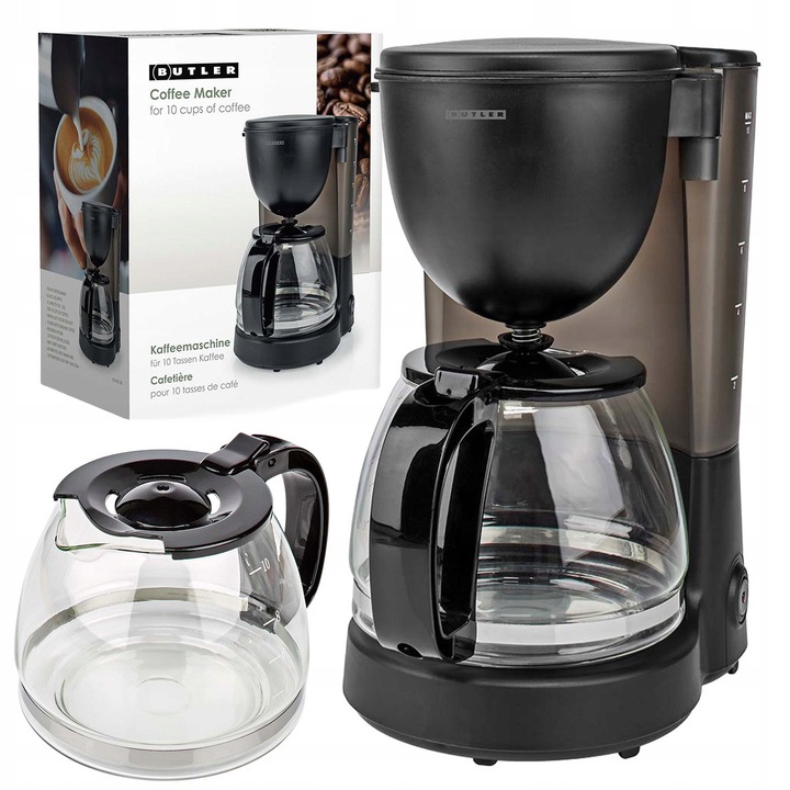 Set Cafetiera Filtru Sticla, Butler 16100130, 750W, Mentinere Caldura 30 Min, Negru