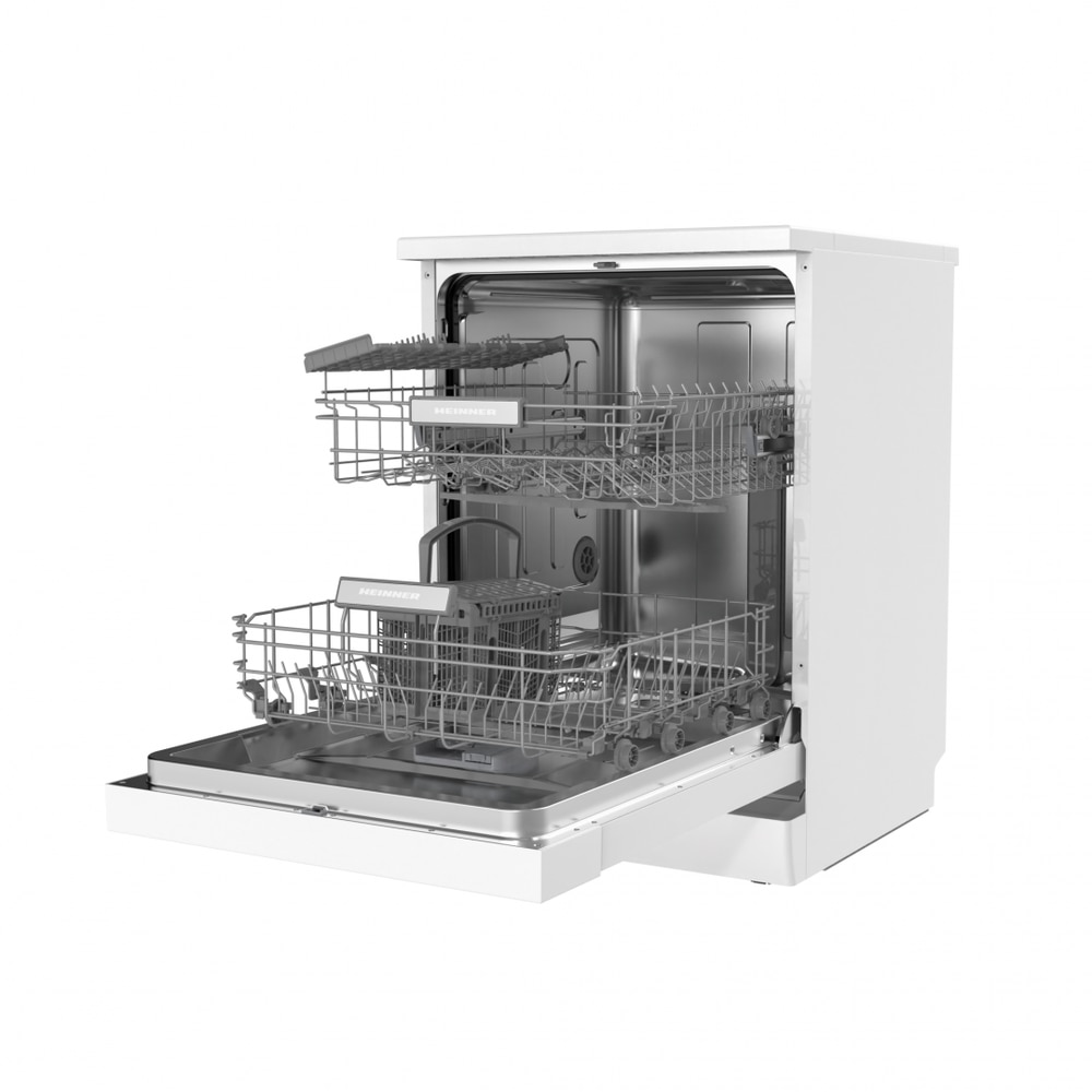 Masina de spalat vase HEINNER HDW-FSM60614DWE++, 14 seturi, Clasa E, 6 programe, Aquastop Alb