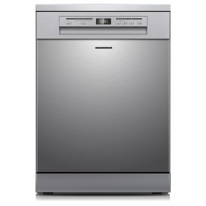 Masina de spalat vase HEINNER HDW-FSM60614DXE++, 14 seturi, Clasa E, 6 programe Inox