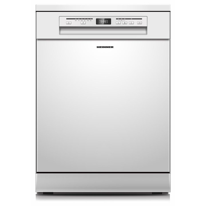 Masina de spalat vase HEINNER HDW-FSM60614DWE++, 14 seturi, Clasa E, 6 programe, Aquastop Alb