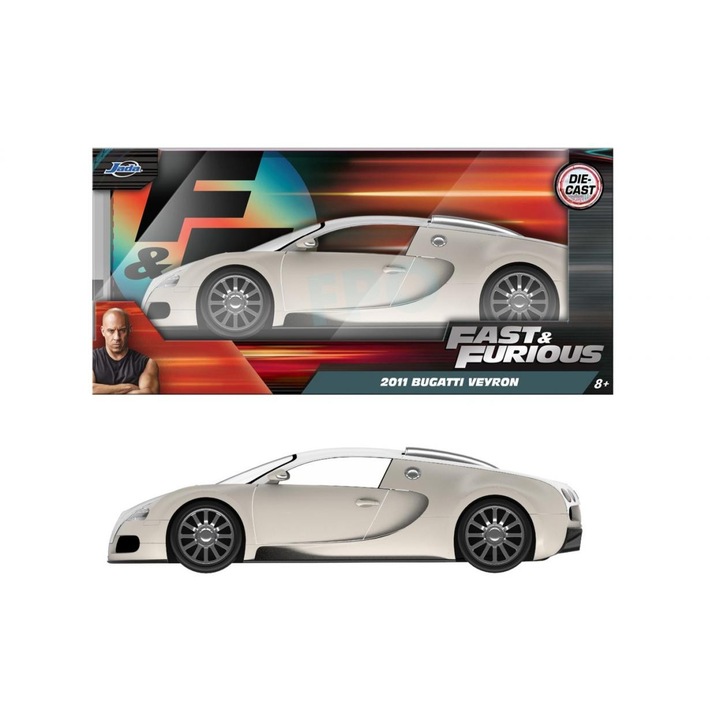 Jada Fast & Furious 2011 Bugatti Veyron fröccsöntött modellautó, fém, 1:24 méretarány, többszínű, kód 760887