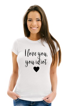 Tricou dama, I love you, you idiot, Adler Czech, Alb Tricou dama, I love you, you idiot, Adler Czech, Alb